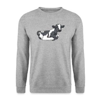 Veau de vache avec des taches noires - Sweat-shirt Unisexe - gris chiné - Devant - Alina (178cm) & Michal (187cm)