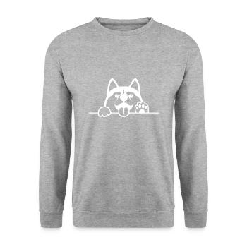 Chien Husky avec patte - Sweat-shirt Unisexe - gris chiné - Devant - Alina (178cm) & Michal (187cm)