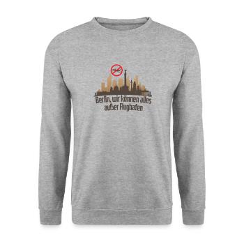 Berlin Skyline ohne Flughafen - Unisex Pullover - Weißgrau meliert - Vorne - Alina (178cm) & Michal (187cm)