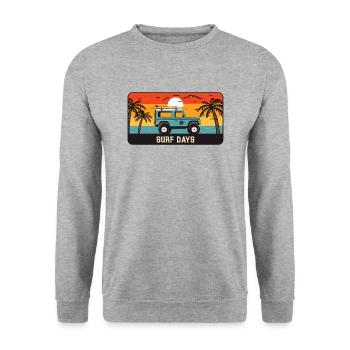 Journées Retro Sunset Surf - Sweat-shirt Unisexe - gris chiné - Devant - Alina (178cm) & Michal (187cm)