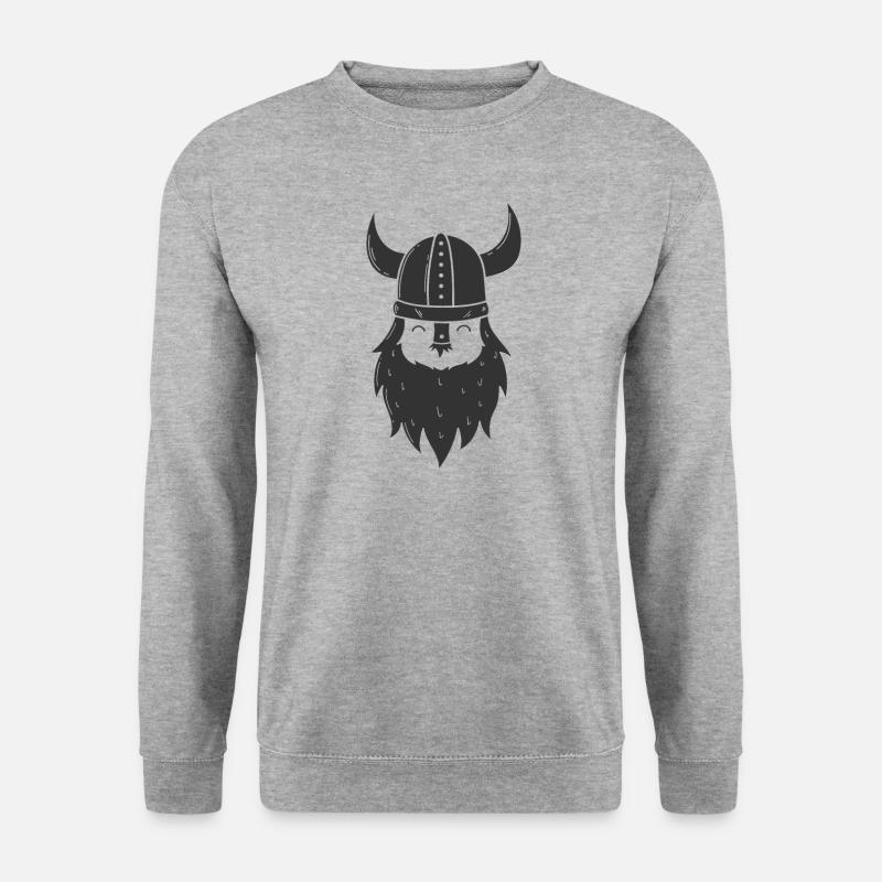 Wikinger mit Vollbart und Wikingerhelm - Unisex Pullover - Weißgrau meliert
