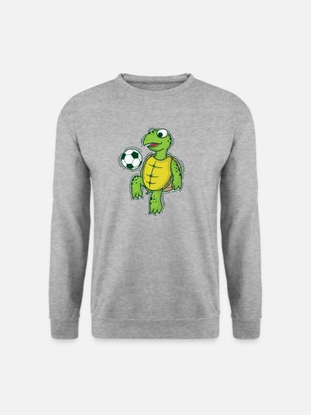 La tortue joue et aime le football - Sweat-shirt Unisexe - gris chiné