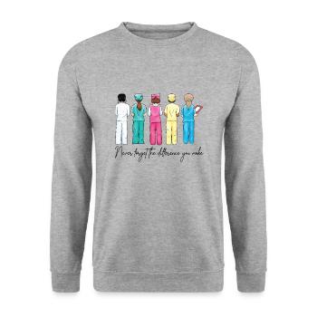 Nurse Team Appreciation Quote - Unisex Sweatshirt - salt & pepper - Front - Alina (178cm) & Michal (187cm)