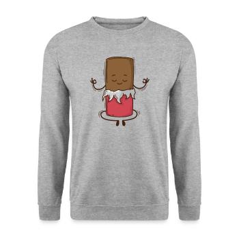 Chocolate meditates cross-legged - Unisex Sweatshirt - salt & pepper - Front - Alina (178cm) & Michal (187cm)