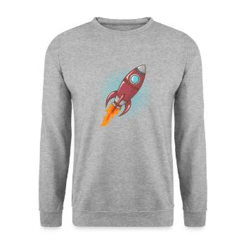 Comic Rocket Spaceship Spacecraft Missile - Unisex Sweatshirt - salt & pepper - Front - Alina (178cm) & Michal (187cm)
