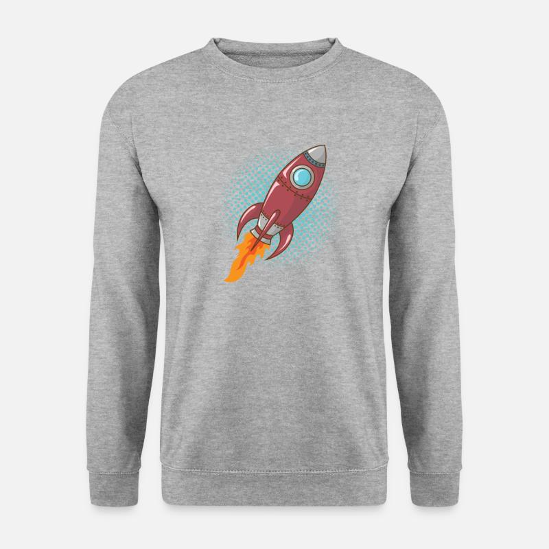 Comic Rocket Spaceship Spacecraft Missile - Sweat-shirt Unisexe - gris chiné
