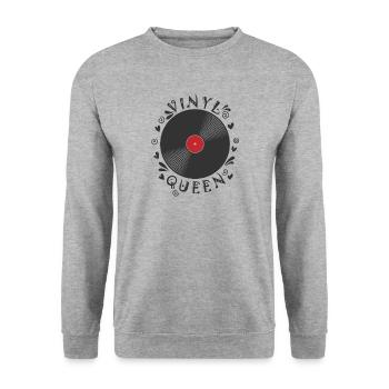Vinyl Queen Record Music Song Sound - Unisex Sweatshirt - salt & pepper - Front - Alina (178cm) & Michal (187cm)