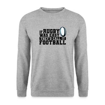 If Rugby was Easy They'd Call it Football - Unisex Pullover - Weißgrau meliert - Vorne - Alina (178cm) & Michal (187cm)