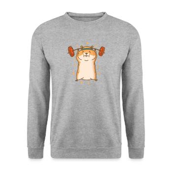 Hamster does weight training and fitness - Unisex Sweatshirt - salt & pepper - Front - Alina (178cm) & Michal (187cm)