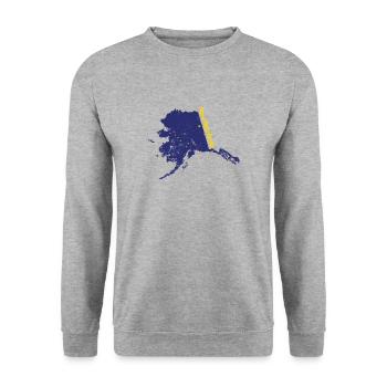 Alaska Bundesstaat Umriss Karte USA - Unisex Pullover - Weißgrau meliert - Vorne - Alina (178cm) & Michal (187cm)