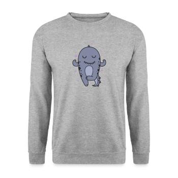 kleiner Dino meditiert Dinosaurier Reptil - Unisex Pullover - Weißgrau meliert - Vorne - Alina (178cm) & Michal (187cm)