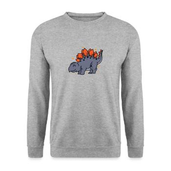 Dinosaurier Stegosaurus Dinosaurier Reptil - Unisex Pullover - Weißgrau meliert - Vorne - Alina (178cm) & Michal (187cm)
