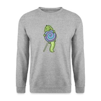Dino with a lollipop dinosaur reptile - Unisex Sweatshirt - salt & pepper - Front - Alina (178cm) & Michal (187cm)