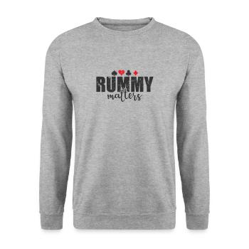 Rummy matters Hobby Card Game Romme - Unisex Sweatshirt - salt & pepper - Front - Alina (178cm) & Michal (187cm)