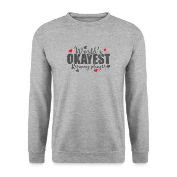 World's Okayest Rummy Player Card Game Romme - Unisex Sweatshirt - salt & pepper - Front - Alina (178cm) & Michal (187cm)