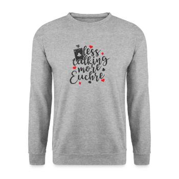Moins parler plus Jeu de cartes Euchre - Sweat-shirt Unisexe - gris chiné - Devant - Alina (178cm) & Michal (187cm)