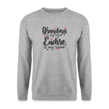Grand-mère est mon nom Euchre est mon jeu - Sweat-shirt Unisexe - gris chiné - Devant - Alina (178cm) & Michal (187cm)