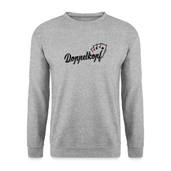 Doppelkopf Kartenspiel Doko Kartenspiel - Unisex Pullover - Weißgrau meliert - Vorne - Alina (178cm) & Michal (187cm)