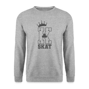 Skat King Kreuz Ass Krone Kartenspiel - Unisex Pullover - Weißgrau meliert - Vorne - Alina (178cm) & Michal (187cm)