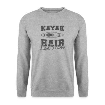 Kayak Cheveux ne s’en soucie pas Pédalo Canoë - Sweat-shirt Unisexe - gris chiné - Devant - Alina (178cm) & Michal (187cm)