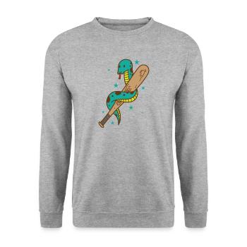 Snake Plays Baseball Reptile Animal Zoo - Unisex Sweatshirt - salt & pepper - Front - Alina (178cm) & Michal (187cm)