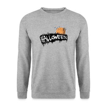 Halloween Ghost Holiday Personnalisé - Sweat-shirt Unisexe - gris chiné - Devant - Alina (178cm) & Michal (187cm)