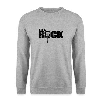 Let’s Rock Gitarre Musikstil Genre Rockband - Unisex Pullover - Weißgrau meliert - Vorne - Alina (178cm) & Michal (187cm)