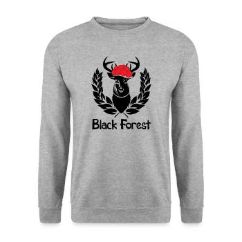 Black Forest Coat of Arms Deer - Unisex Sweatshirt - salt & pepper - Front - Alina (178cm) & Michal (187cm)