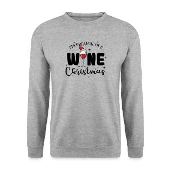 I'm dreamin' of a Wine Christmas Xmas - Unisex Pullover - Weißgrau meliert - Vorne - Alina (178cm) & Michal (187cm)