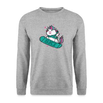 Licorne snowboard Ski - Sweat-shirt Unisexe - gris chiné - Devant - Alina (178cm) & Michal (187cm)