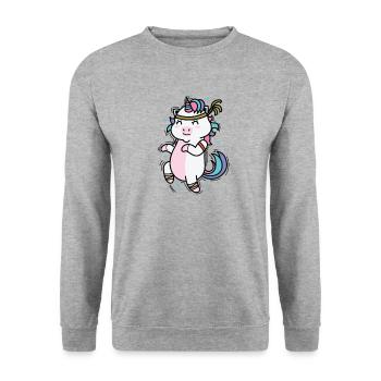 Licorne dans l’entraînement physique aux sports d’endurance - Sweat-shirt Unisexe - gris chiné - Devant - Alina (178cm) & Michal (187cm)