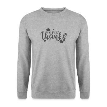 Thanksgiving Give Thanks USA Vacances - Sweat-shirt Unisexe - gris chiné - Devant - Alina (178cm) & Michal (187cm)