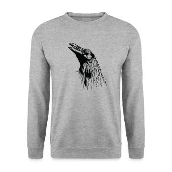 Raven's Head Crow Bird Environment and Nature - Unisex Sweatshirt - salt & pepper - Front - Alina (178cm) & Michal (187cm)