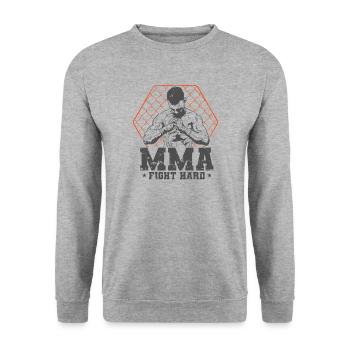 MMA Fight Hard Arts Martiaux Mixtes Kampf - Sweat-shirt Unisexe - gris chiné - Devant - Alina (178cm) & Michal (187cm)