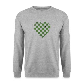 Jeu de société Chess Love Heart Brain Teaser - Sweat-shirt Unisexe - gris chiné - Devant - Alina (178cm) & Michal (187cm)