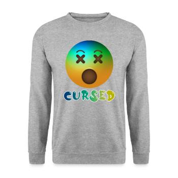 Cursed Emoji Shirt - Unisex Pullover - Weißgrau meliert - Vorne - Alina (178cm) & Michal (187cm)