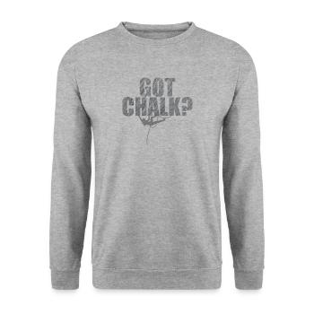 Got Chalk? Hobby Klettern Bouldern Sport - Unisex Pullover - Weißgrau meliert - Vorne - Alina (178cm) & Michal (187cm)