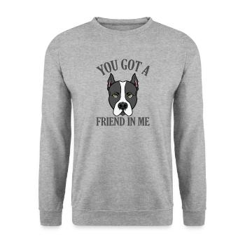 Staffordshire Terrier You got a Friend in Me Dog - Unisex Sweatshirt - salt & pepper - Front - Alina (178cm) & Michal (187cm)