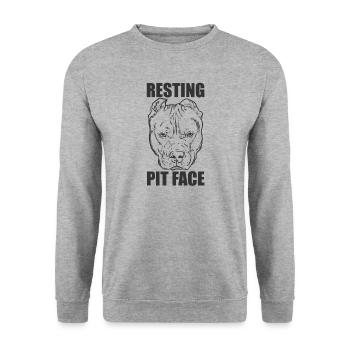 Resting Pit Face Pit Bull Dog Pet - Unisex Sweatshirt - salt & pepper - Front - Alina (178cm) & Michal (187cm)