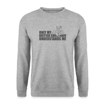 Seul mon British Shorthair me comprend - Sweat-shirt Unisexe - gris chiné - Devant - Alina (178cm) & Michal (187cm)
