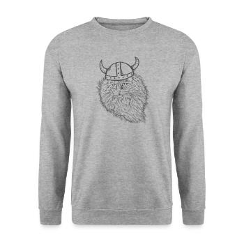 Chat de forêt norvégien avec casque viking - Sweat-shirt Unisexe - gris chiné - Devant - Alina (178cm) & Michal (187cm)