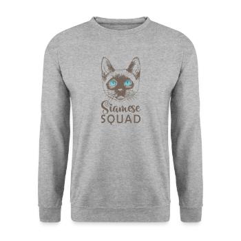 Siamese Squad Haustier Kater Rasse Mietze - Unisex Pullover - Weißgrau meliert - Vorne - Alina (178cm) & Michal (187cm)