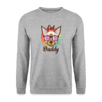 Cat Daddy Siamese Cat Pet Cat - Unisex Sweatshirt - salt & pepper - Front - Alina (178cm) & Michal (187cm)