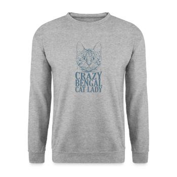 Crazy Bengal Cat Lady Race de chat domestique - Sweat-shirt Unisexe - gris chiné - Devant - Alina (178cm) & Michal (187cm)