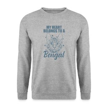 Mon cœur appartient à un chat domestique du Bengale - Sweat-shirt Unisexe - gris chiné - Devant - Alina (178cm) & Michal (187cm)