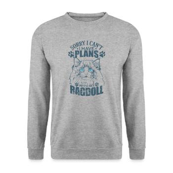 Désolé, je ne peux pas avoir de plans avec mon Ragdoll - Sweat-shirt Unisexe - gris chiné - Devant - Alina (178cm) & Michal (187cm)
