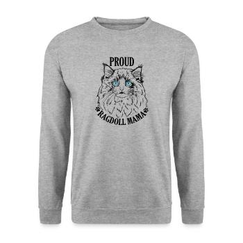 Proud Ragdoll Mama Hauskatze Rasse - Unisex Pullover - Weißgrau meliert - Vorne - Alina (178cm) & Michal (187cm)