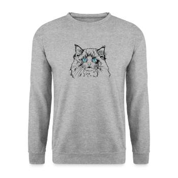 Domestic Cat Ragdoll Pet Cat Breed - Unisex Sweatshirt - salt & pepper - Front - Alina (178cm) & Michal (187cm)