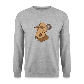 Platypus plays Badminton Australia - Unisex Sweatshirt - salt & pepper - Front - Alina (178cm) & Michal (187cm)