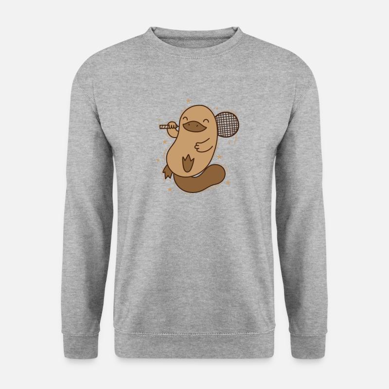 Schnabeltier spielt Badminton Australien - Unisex Pullover - Weißgrau meliert